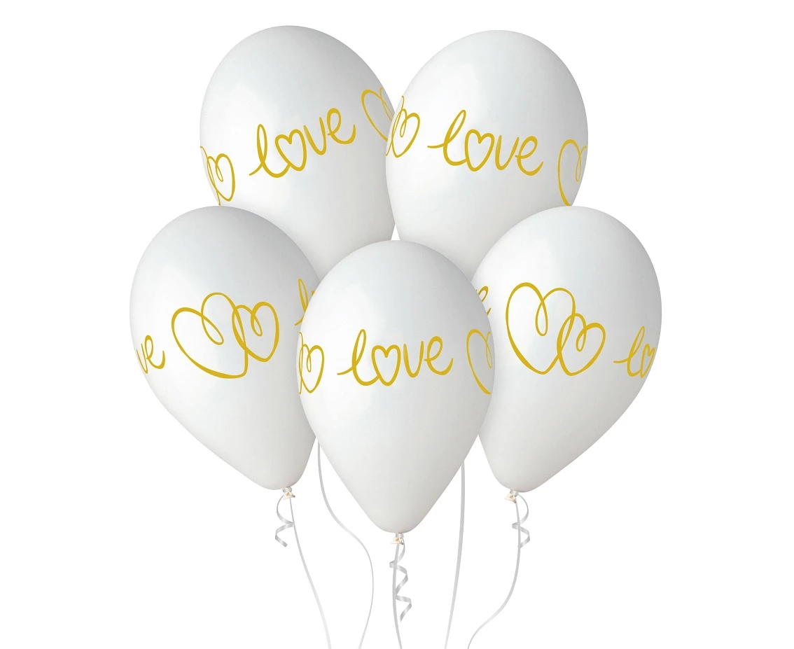 Balony Gemar 13", pastel premium hel love, białe, 5szt.