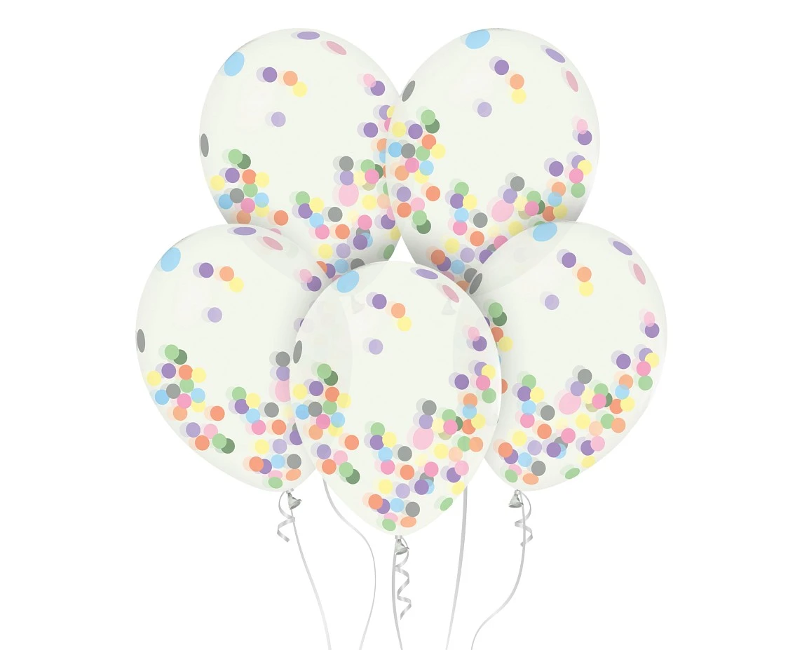 Balony Helium Formula, transparentne, kolorowe konfetti, 12 cali, 4 szt. KK