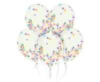 Balony Helium Formula, transparentne, kolorowe konfetti, 12 cali, 4 szt. KK