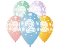 Balony Gemar 13", pastel premium hel 2. urodziny, 5szt.