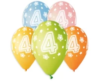 Balony Gemar 13", pastel premium hel 4. urodziny 5szt.
