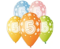 Balony Gemar 13", pastel premium hel 5. urodziny 5szt.