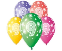Balony Gemar 13", pastel premium hel 9. urodziny 5szt.
