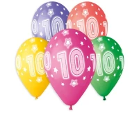 Balony Gemar 13", pastel premium hel 10. urodziny, 5szt.