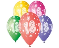 Balony Gemar 13", pastel premium hel 18. urodziny, 5szt. KK