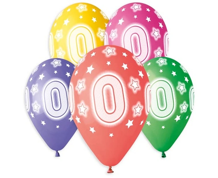 Balony Gemar 13", pastel premium hel 0. urodziny, 5szt. KK