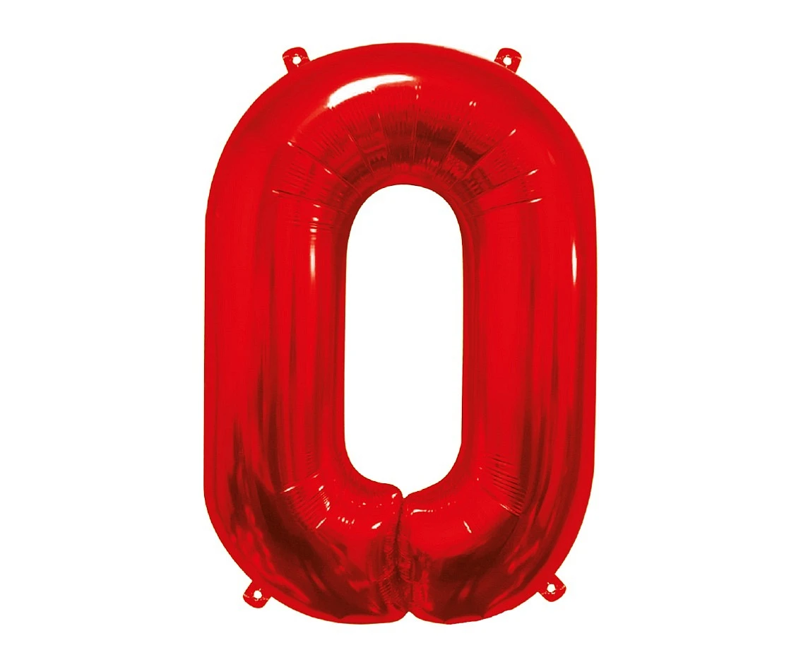 Balon foliowy B&C Cyfra 0, czerwona, 85 cm
