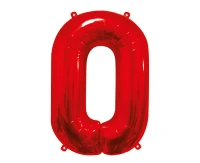 Balon foliowy B&C Cyfra 0, czerwona, 85 cm