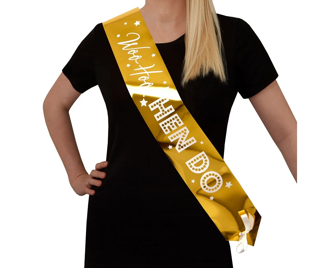 Szarfa papierowa na wieczór panieński Woo Hoo Hen Do, 4 szt.