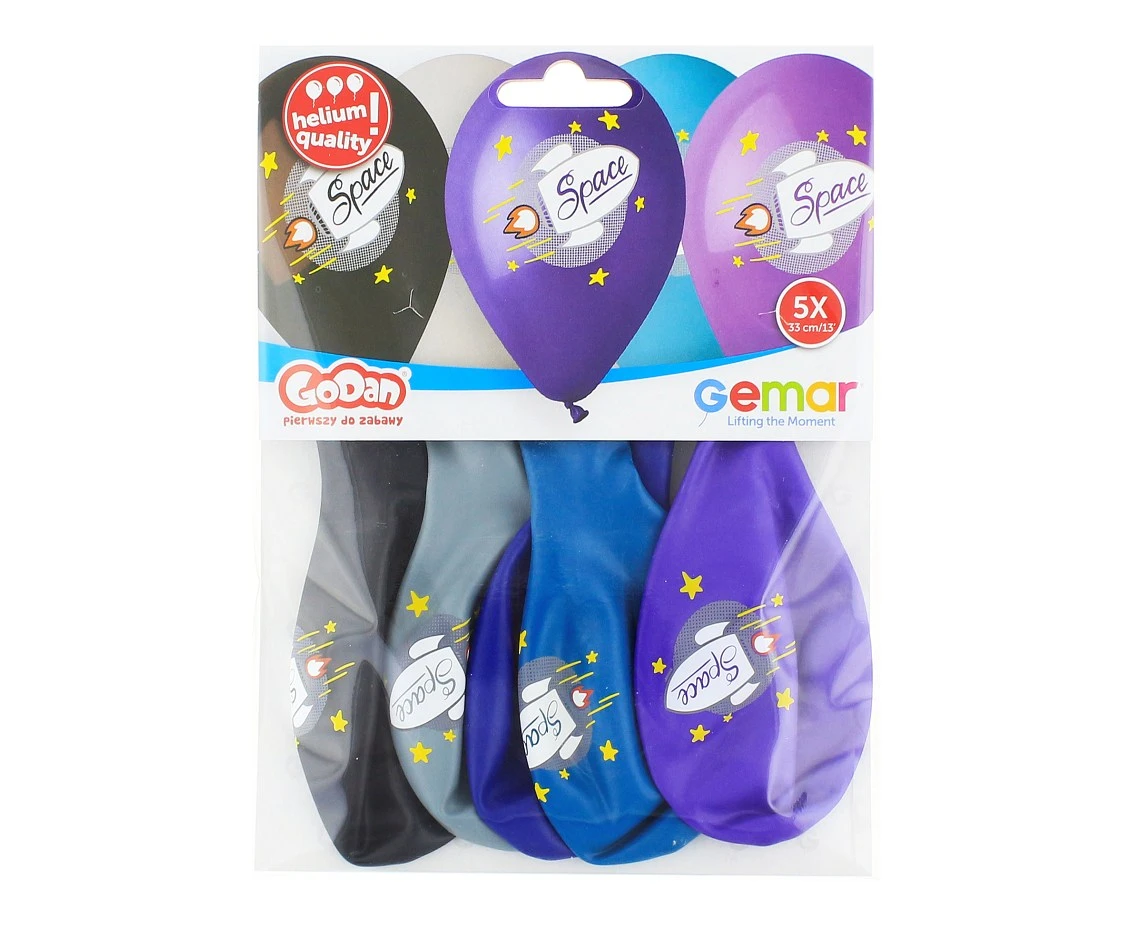 Balony Gemar 13", pastel premium hel space (rakieta), 5szt. KK