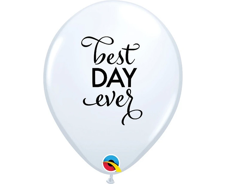 Balony Anagram 11", QL "Best Day Ever", białe, 25szt. KK