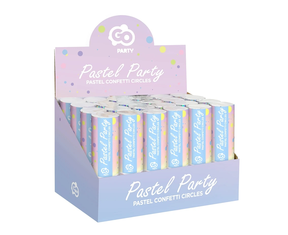 Konfetti pneumatyczne Pastel Party, kółeczka papierowe miks pastelowy / 15 cm