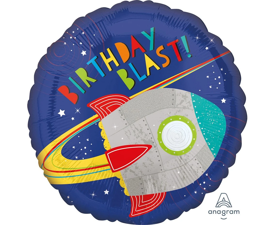 Balon foliowy 18" Blast off Birthday Rakieta KK