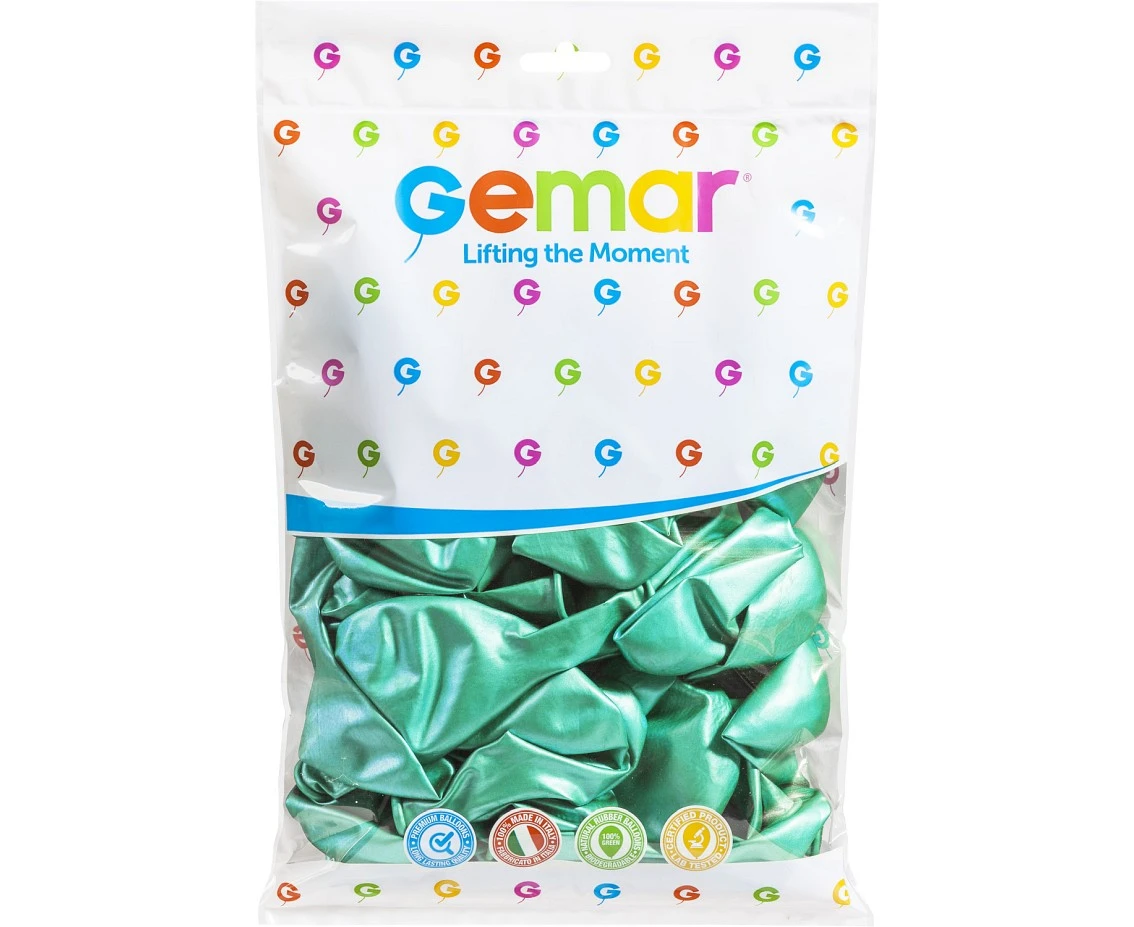 Balony Gemar 13", shiny zielone, 50szt.