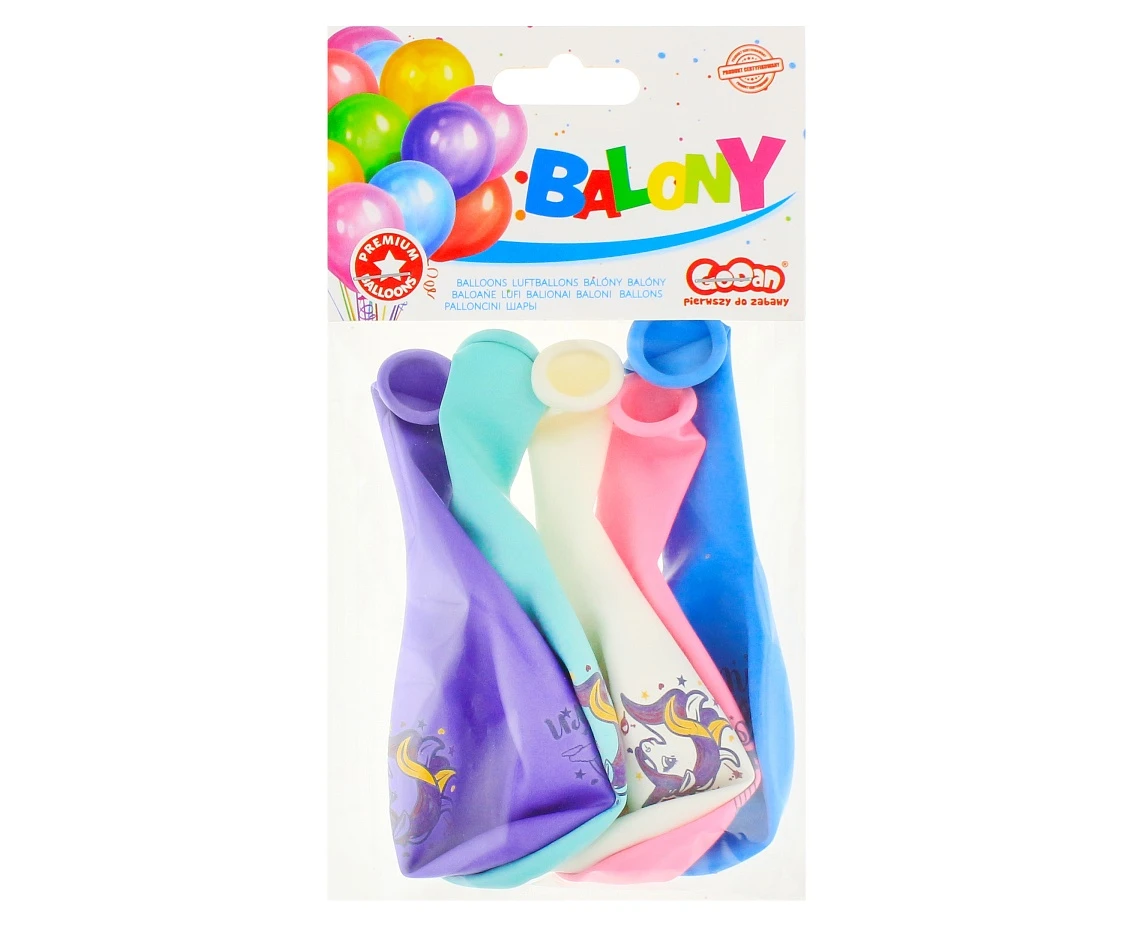 Balony Helium Formula, Jednorożce, pastel, 12 cali/ 5 szt.