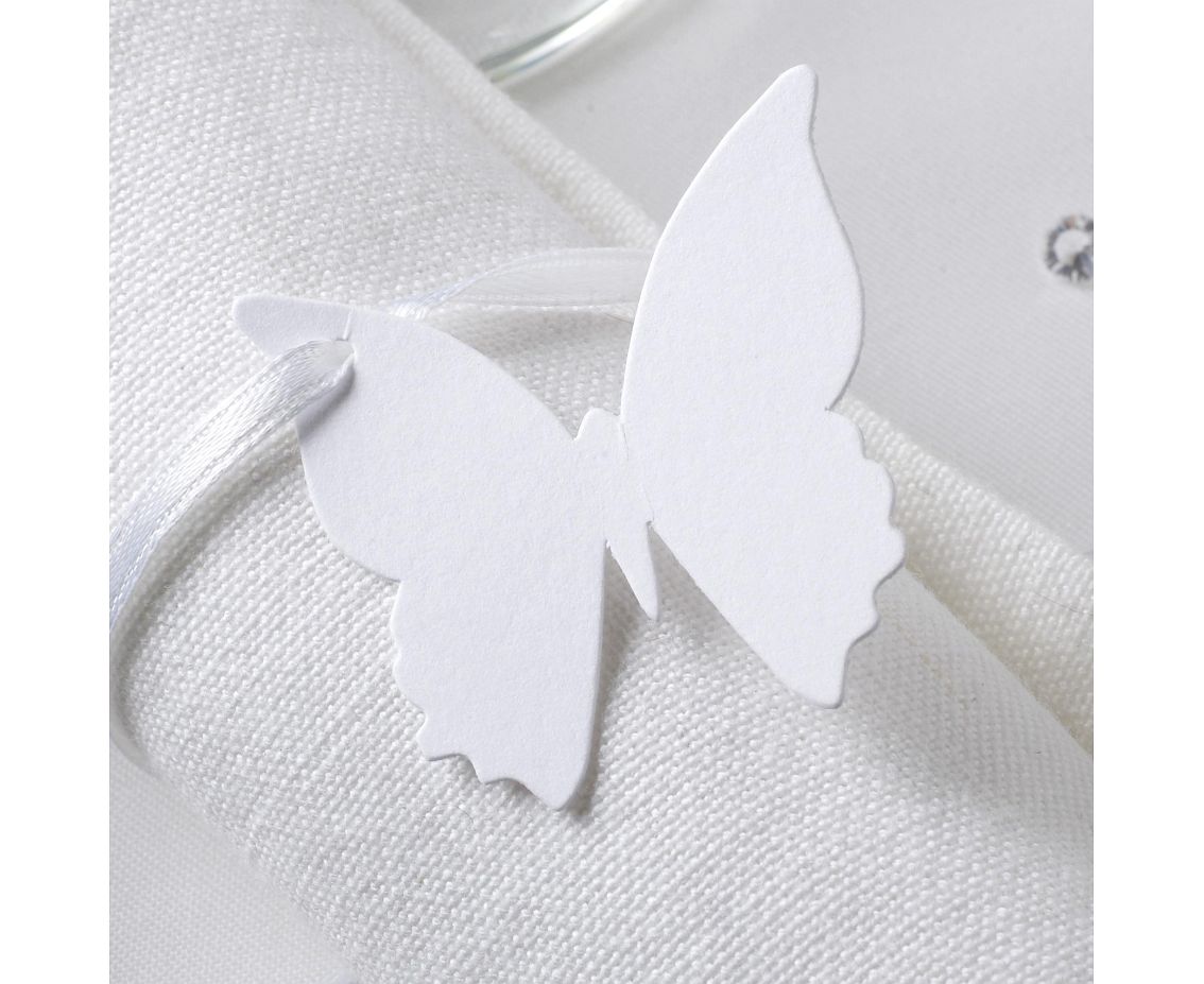 Zawieszka elegancka Butterfly, biała, 10 szt.
