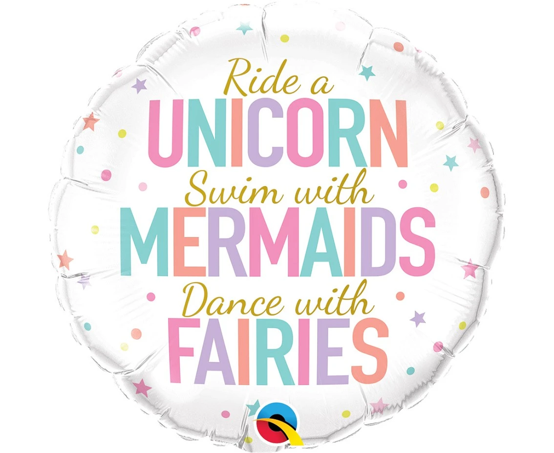 Balon foliowy 18 cali  QL RND Unicorn, Mermaids, Fairies KK