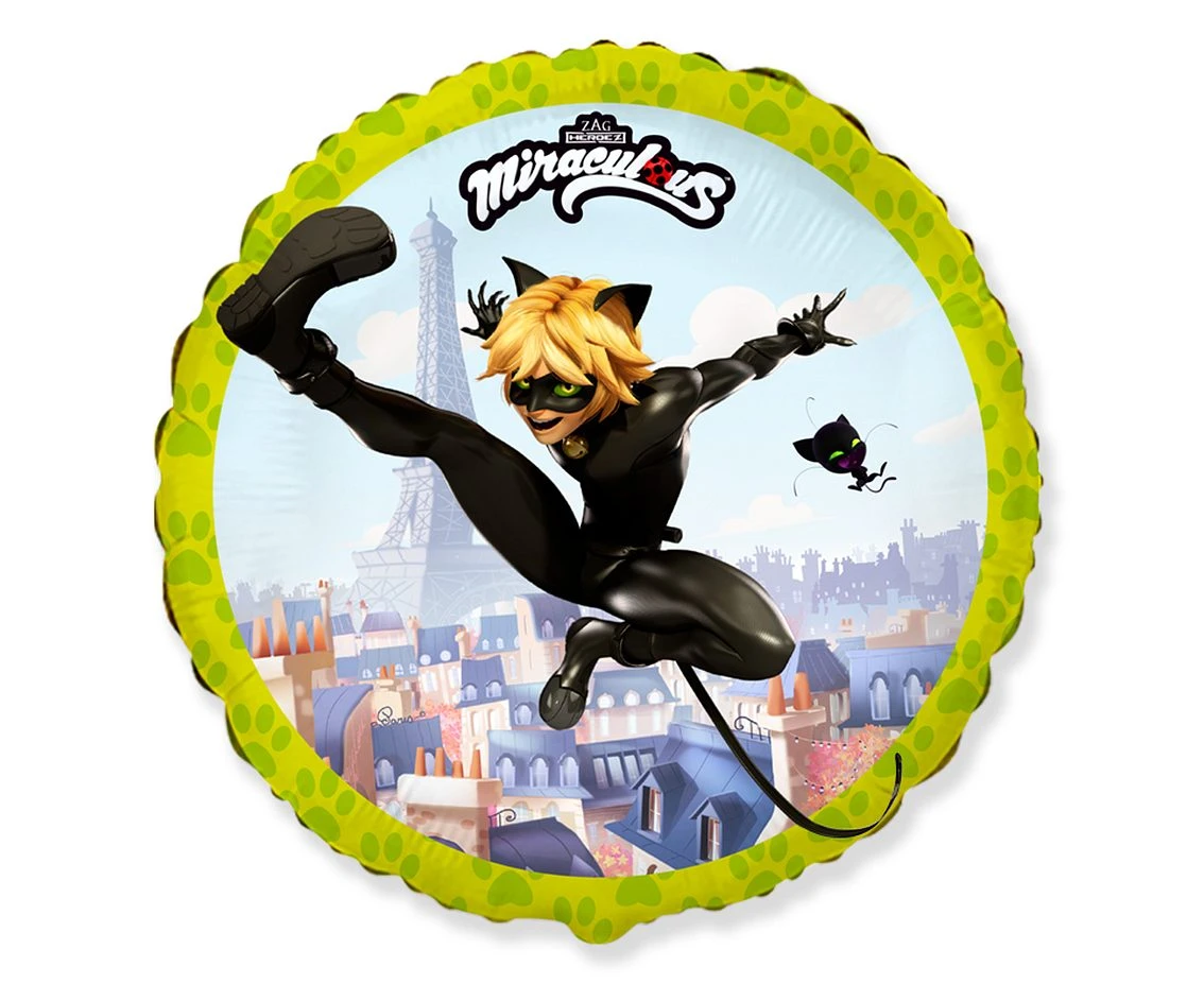 Balon foliowy 18" FX - Miraculous - Cat Noir (okrągły), niepakowany