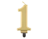 Świeczka B&C cyferka 1, metalik złota, 8 cm