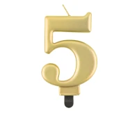Świeczka B&C cyferka 5, metalik złota, 8 cm