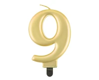 Świeczka B&C cyferka 9, metalik złota, 8 cm