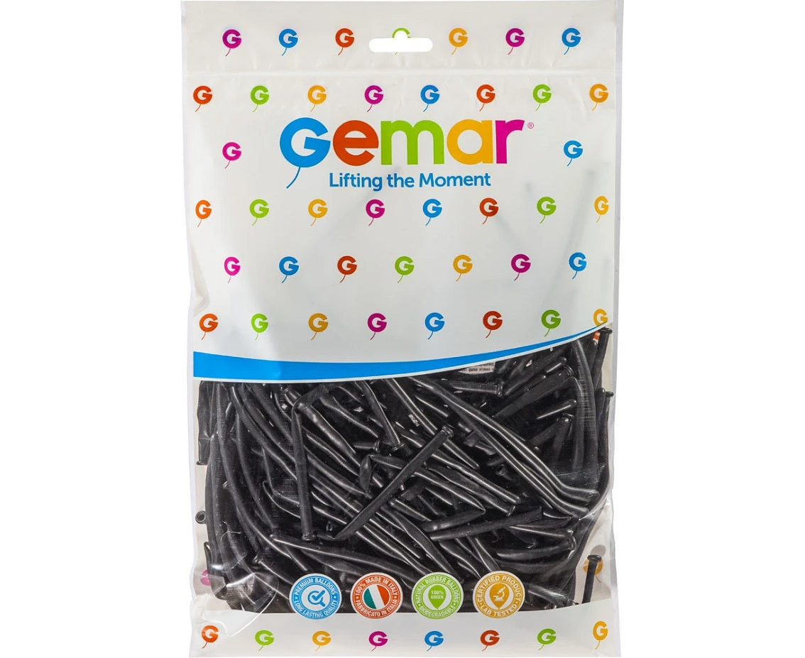 Balony Gemar, rurki włoskie typ 160, czarne, 100szt.