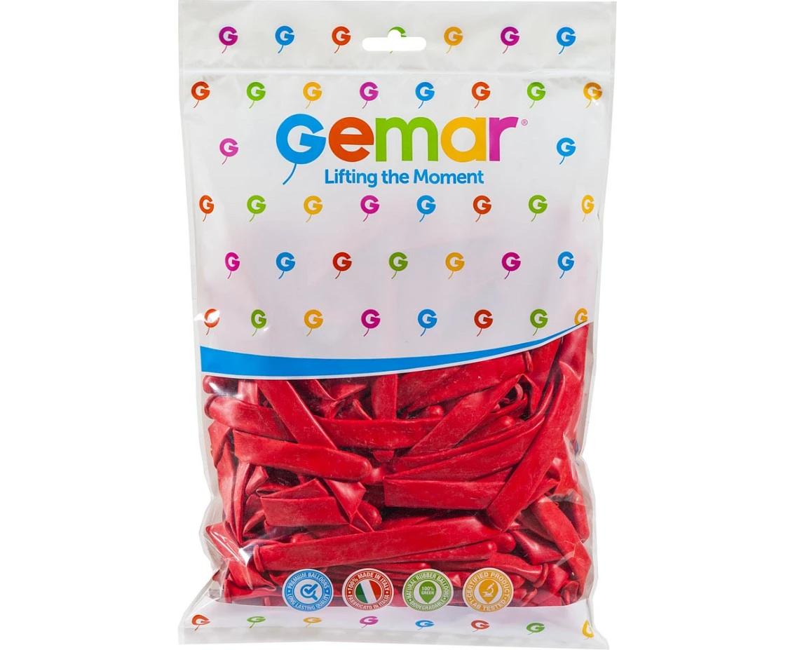 Balony Gemar, rurki włoskie typ 350, ciemnoczerwone, 100szt. KK