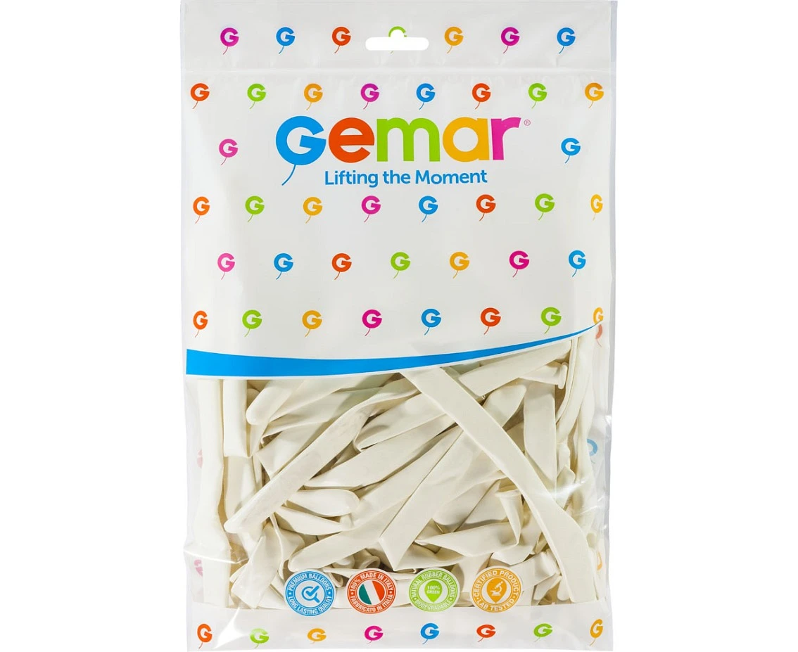 Balony Gemar, rurki włoskie typ 350, białe, 100szt.
