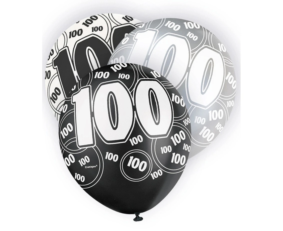 Balon UQ 12" Glitz z nadr. 100, czarny miks, 6 szt.