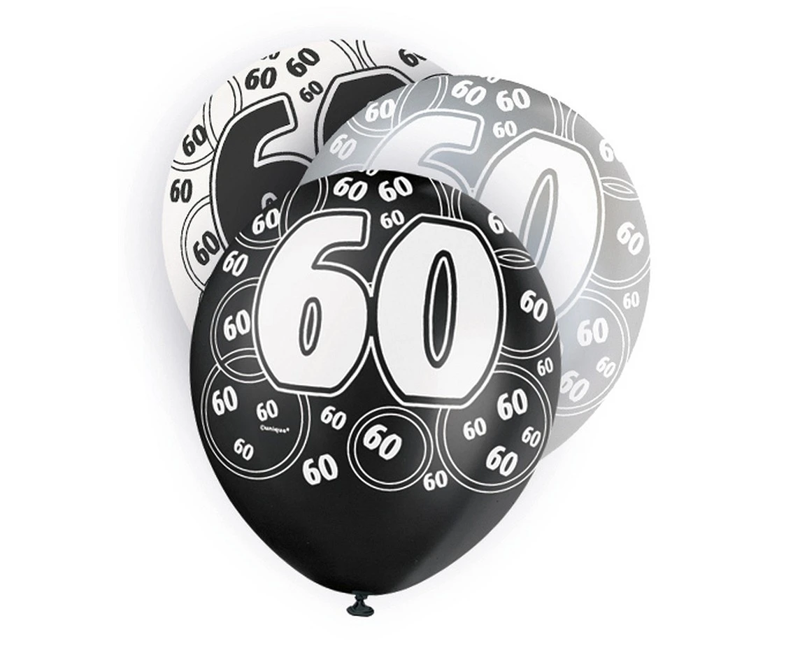 Balon UQ 12" Glitz z nadr. 60, czarny miks, 6 szt.