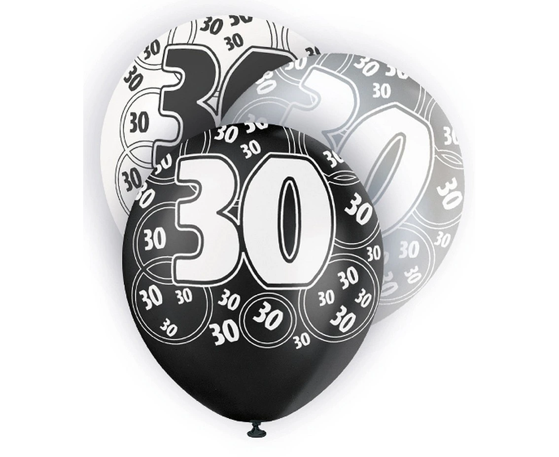 Balon UQ 12" Glitz z nadr. 30, czarny miks, 6 szt.