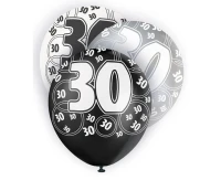 Balon UQ 12" Glitz z nadr. 30, czarny miks, 6 szt.