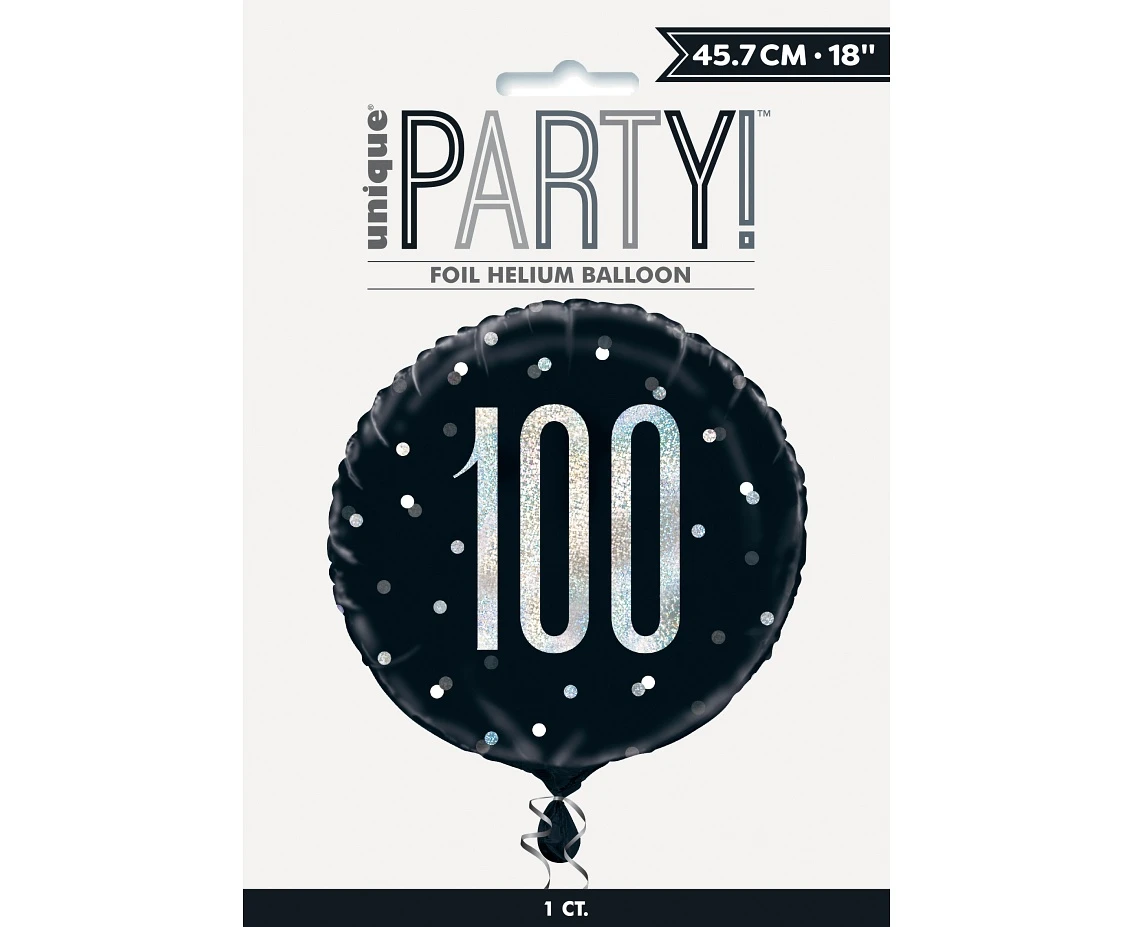 Balon foliowy UQ 18" Glitz, groszki z nadr. 100, czarny