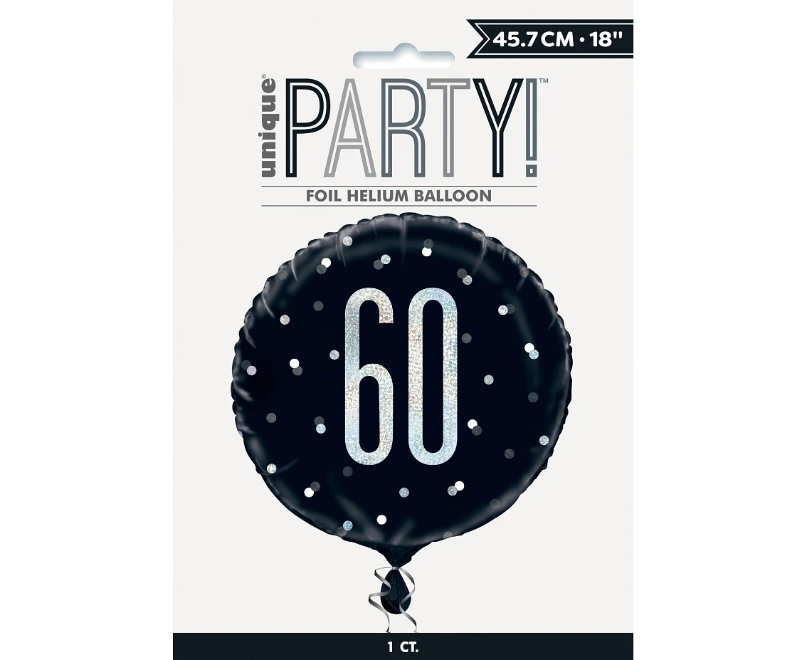 Balon foliowy UQ 18" Glitz, groszki z nadr. 60, czarny