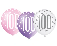 Balon UQ 12" Glitz z nadr. 100, różowy miks, 6 szt.