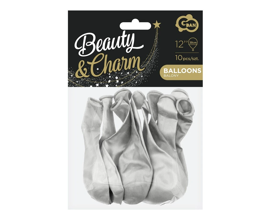 Balony B&C 12", metalik srebrne, 10szt.