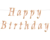 Girlanda B&C Happy Birthday, DIY, metaliczna różowo-złota, 11x200 cm