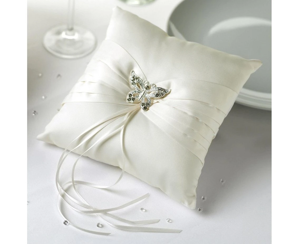 Poduszka na obrączki Elegant butterfly, kość słoniowa