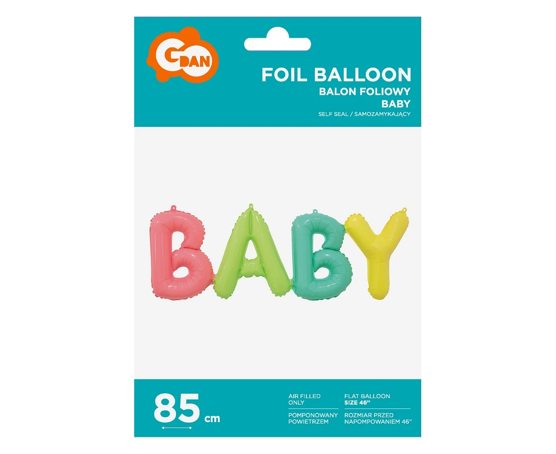 Balon foliowy napis BABY, 85x29 cm KK