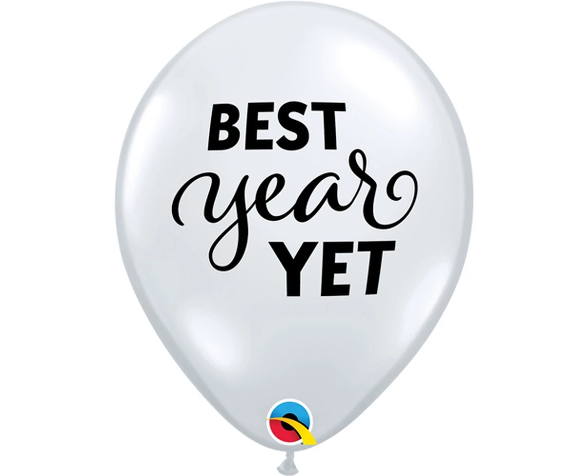Balony Anagram 11", QL "Best year yet", transparentne, 25szt. KK