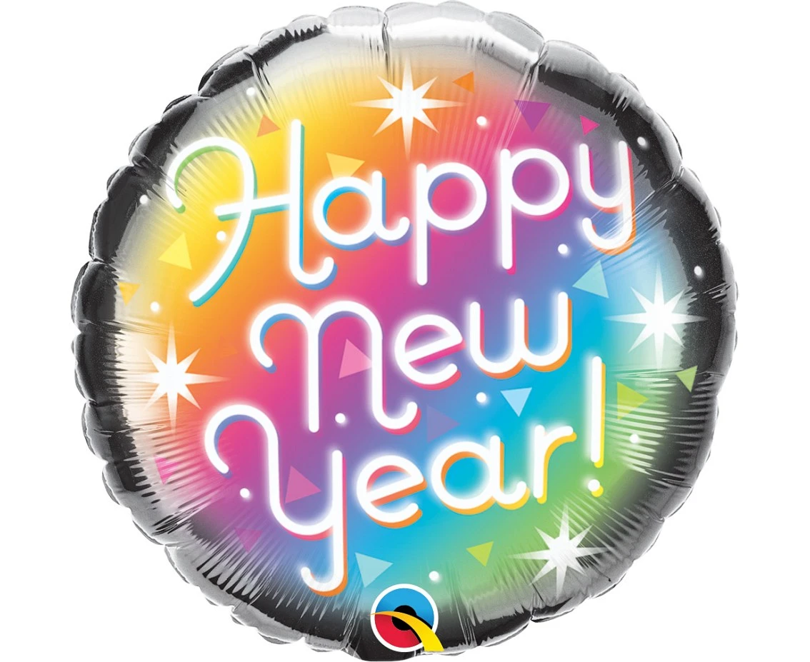 Balon foliowy 18" QL RND "Happy new year" (pryzmatyczny) KK