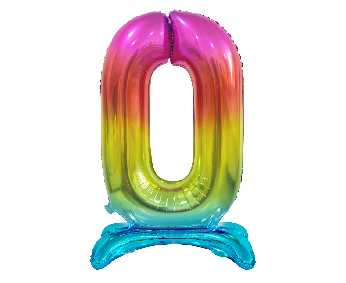 Balon foliowy B&C Cyfra stojąca 0, tęczowa, 74 cm AA