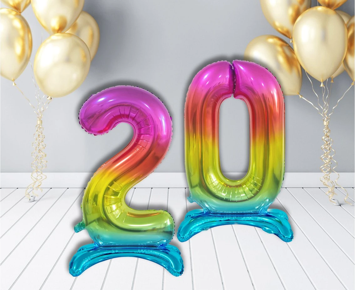 Balon foliowy B&C Cyfra stojąca 2, tęczowa, 74 cm  AA