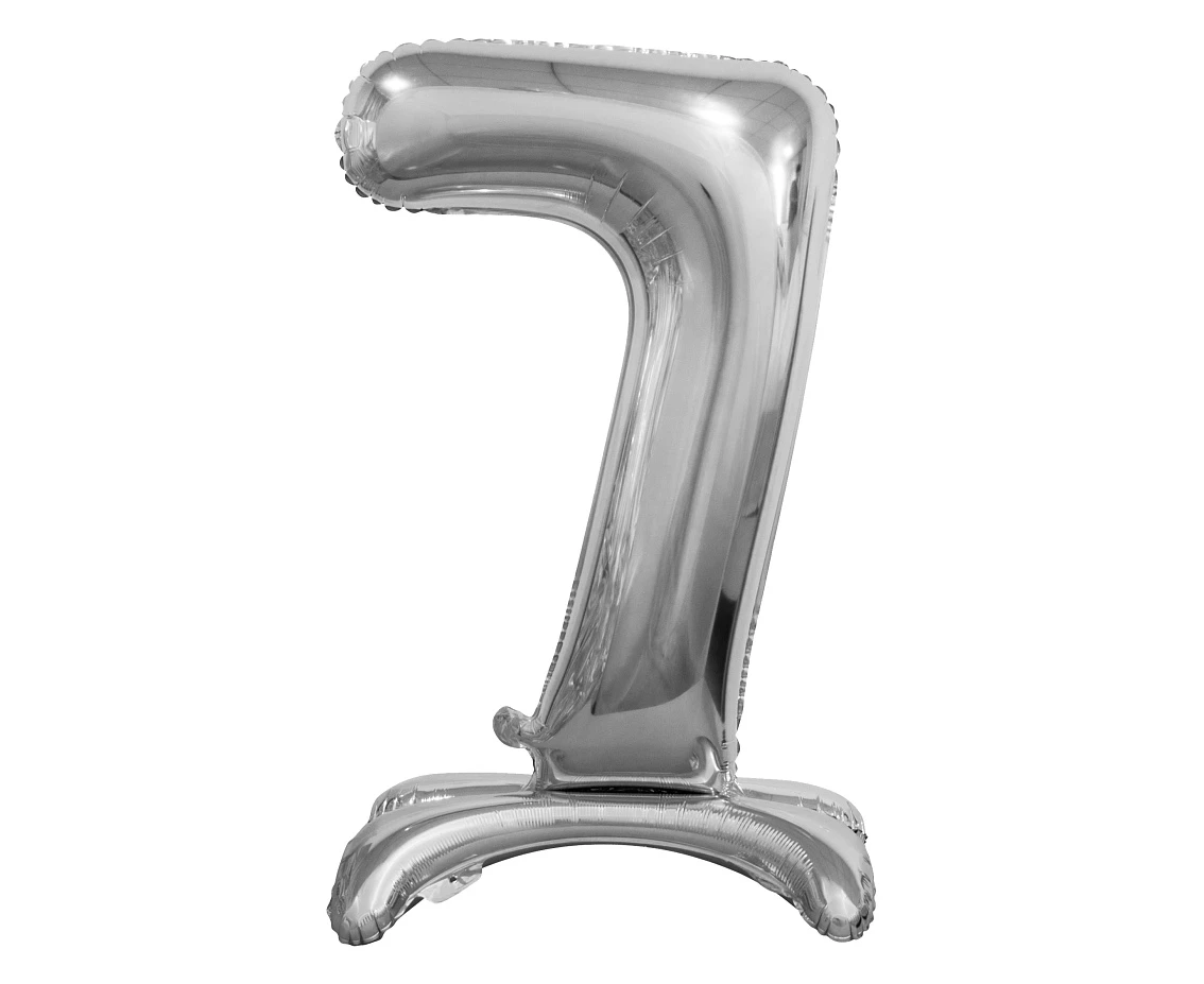 Balon foliowy B&C Cyfra stojąca 7, srebrna, 74 cm