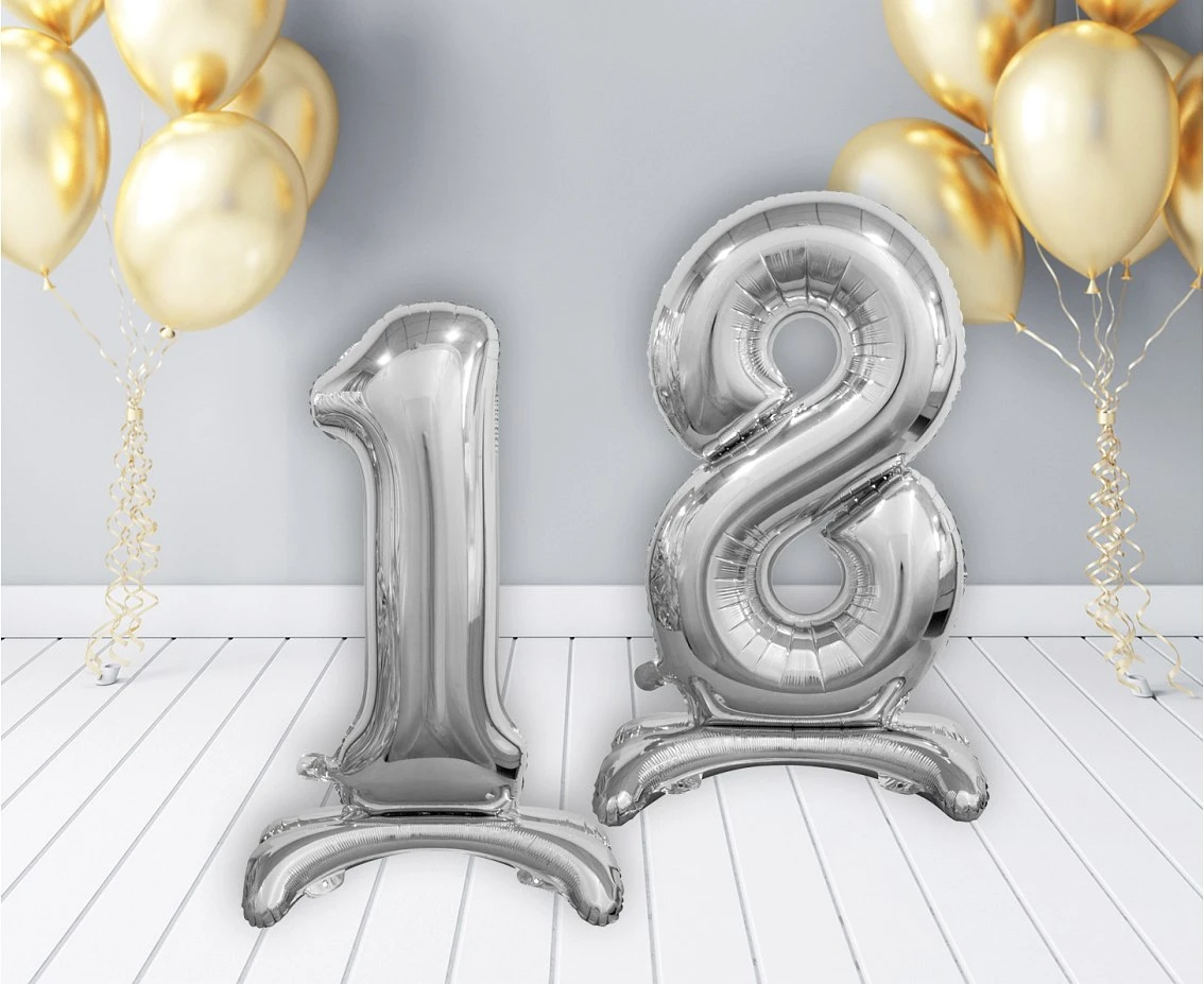 Balon foliowy B&C Cyfra stojąca 8, srebrna, 74 cm