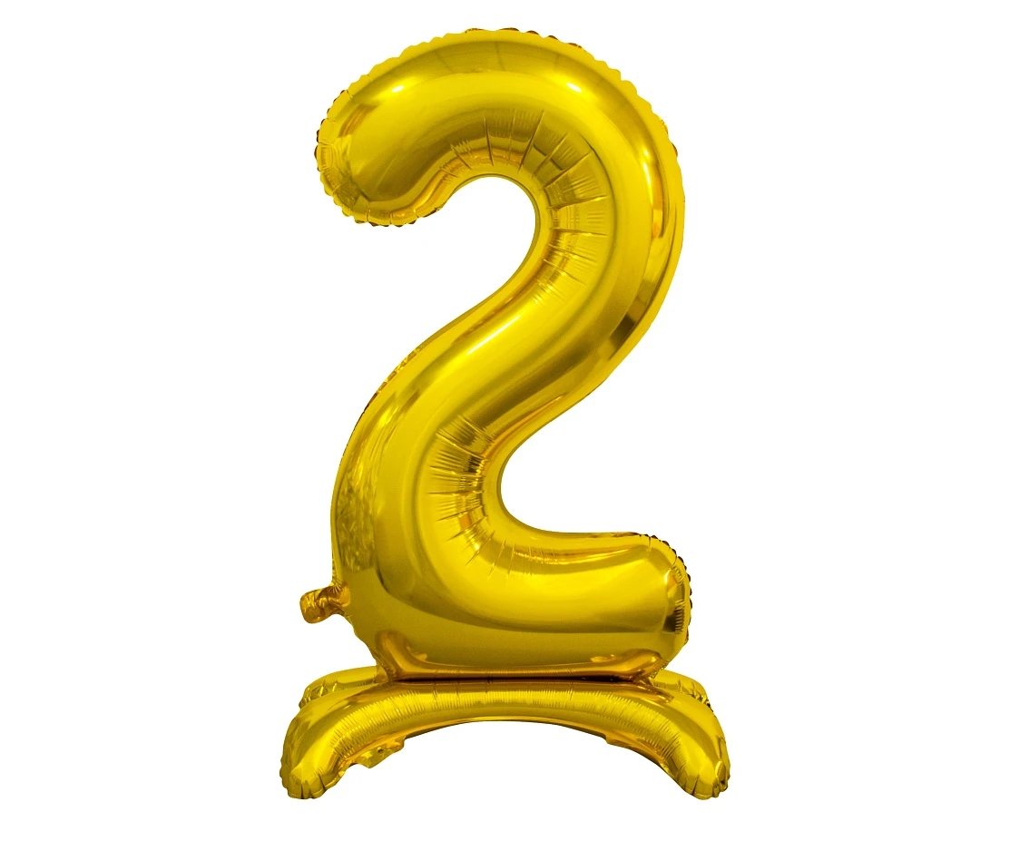 Balon foliowy B&C Cyfra stojąca 2, złota, 74 cm AA
