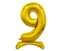 Balon foliowy B&C Cyfra stojąca 9, złota, 74 cm AA