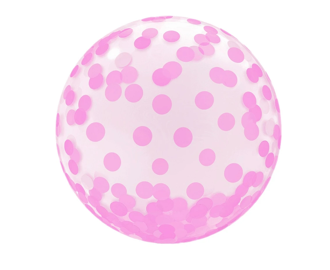 Balon Aqua 18" - kryształowy, różowe grochy, KK