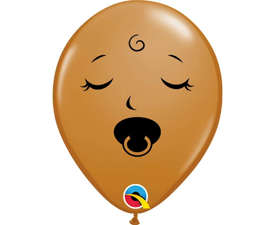 Balony Anagram 5", QL buźka ze smoczkiem, brązowe, 100szt. KK