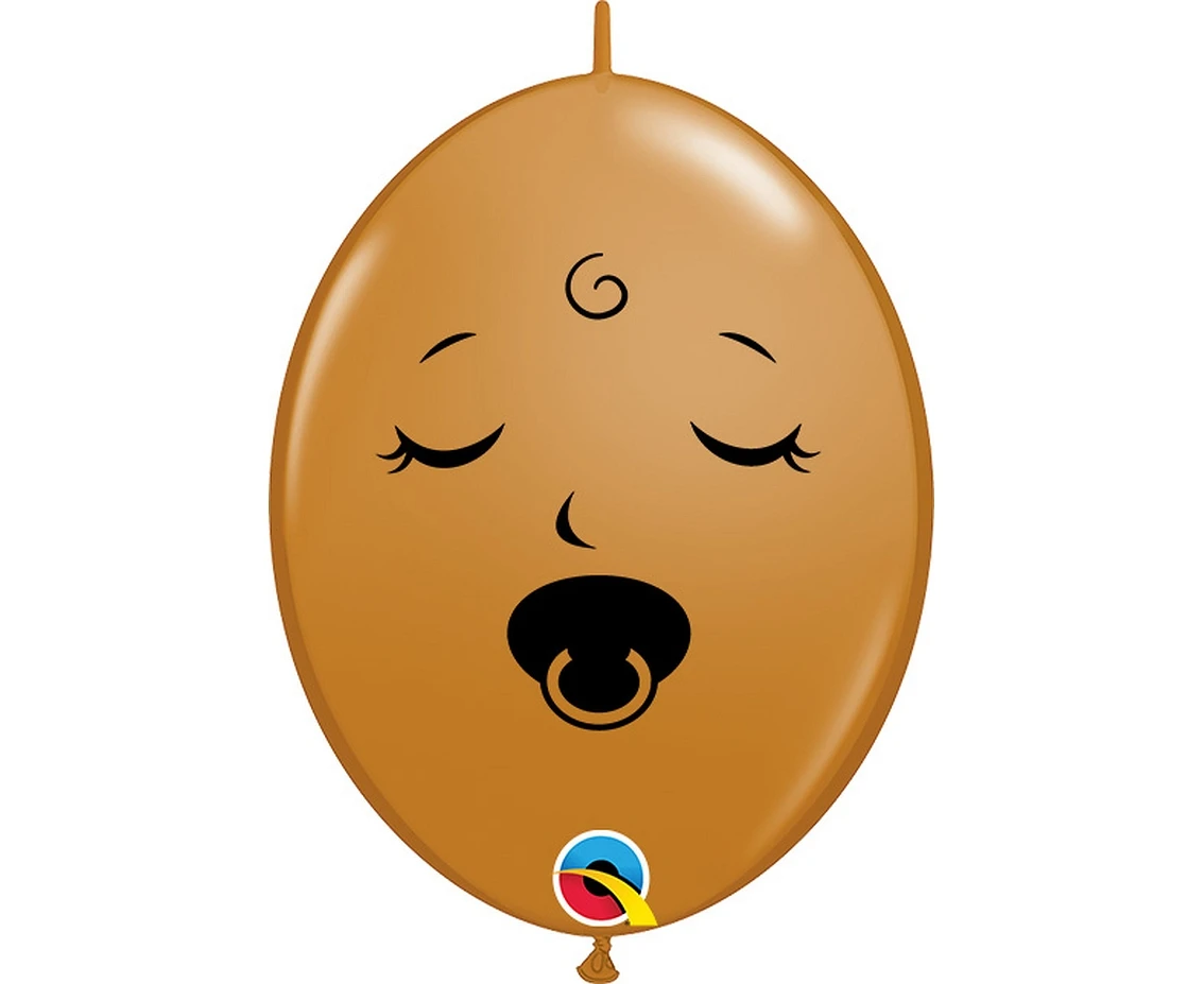Balony Anagram 6", QL buźka ze smoczkiem, brązowe, 50szt. KK